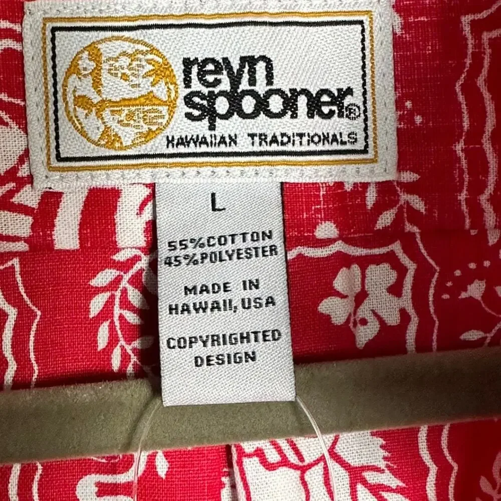 VTG Reyn Spooner Lahaina Sailor Youth Boys Large Shirt 1/4 Button Up Red White